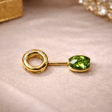 18K Yellow Gold Natural Diamond & Peridot Modern Drop Pendant | Sculptural Contemporary Design Jewelry - Pendant