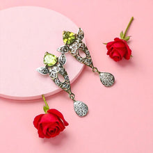18K Yellow Gold Pendant Earring with Diamond Natural & Peridot Jewellery Set - Pendant Earring Set