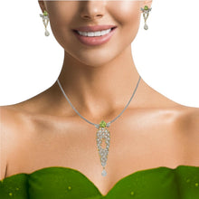 18K Yellow Gold Pendant Earring with Diamond Natural & Peridot Jewellery Set - Pendant Earring Set