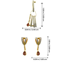 18K Yellow Gold Natural Diamond & Pink Tourmaline Pendant & Earrings Set | Geometric Linear Bar Jewelry - Pendant