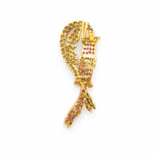 18K Yellow Gold | Natural Diamond & Ruby Feather Pendant & Earrings Set | Pavé Cluster Silhouette - Pendant Earring Set