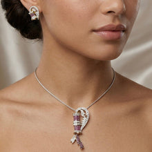 18K Yellow Gold | Natural Diamond & Ruby Feather Pendant & Earrings Set | Pavé Cluster Silhouette - Pendant Earring Set