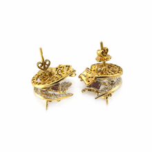 18K Yellow Gold | Natural Diamond & Ruby Feather Pendant & Earrings Set | Pavé Cluster Silhouette - Pendant Earring Set