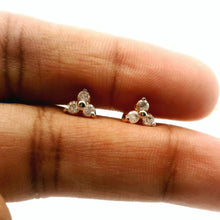 18K Yellow Gold Natural Diamond Three-Stone Stud Earrings | Classic Trio for Everyday Wear - Earrings