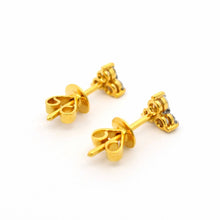 18K Yellow Gold Natural Diamond Three-Stone Stud Earrings | Classic Trio for Everyday Wear - Earrings