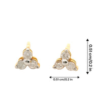 18K Yellow Gold Natural Diamond Three-Stone Stud Earrings | Classic Trio for Everyday Wear - Earrings