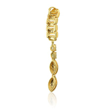 18K Yellow Gold Natural Diamond & Tourmaline Drop Pendant & Earrings Set | Marquise & Bar Settings Jewelry - Pendant
