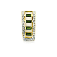 18K Yellow Gold Natural Diamond & Tourmaline Necklace & Earrings Set | Pavé Halo Geometric Jewelry - Necklace Earring