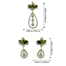 18K Yellow Gold | Natural Diamond & Tourmaline Pendant & Earrings Set | Floral Marquise Statement Jewelry - Pendant