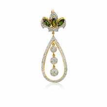 18K Yellow Gold | Natural Diamond & Tourmaline Pendant & Earrings Set | Floral Marquise Statement Jewelry - Pendant