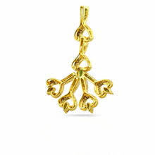 18K Yellow Gold Natural Diamond Tourmaline & Tsavorite Pendant & Earrings Set | Heart Motif Jewelry - Pendant Earring