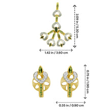 18K Yellow Gold Natural Diamond Tourmaline & Tsavorite Pendant & Earrings Set | Heart Motif Jewelry - Pendant Earring