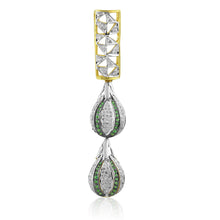 18K Yellow Gold Natural Diamond & Tsavorite Pendant and Earrings Set | Polki Teardrop Statement Fine Jewelry - Pendant