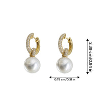 18K Yellow Gold Natural Pearl and Diamond ’C’ Drop Hoop Earrings | Timeless Classic Minimalist Jewelry - Earrings