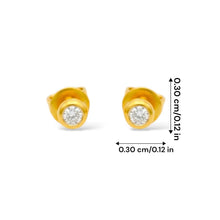 18K Yellow Gold Natural Round Diamond Stud Earrings | Minimal Bezel Set for Everyday Wear - Earrings