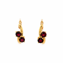 18K Yellow Gold | Natural Rubellite Huggie Hoop Gemstone Earrings | Elegant Modern Design - Earrings