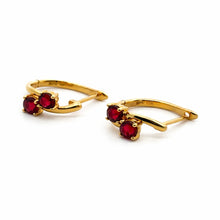 18K Yellow Gold | Natural Rubellite Huggie Hoop Gemstone Earrings | Elegant Modern Design - Earrings