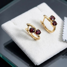18K Yellow Gold | Natural Rubellite Huggie Hoop Gemstone Earrings | Elegant Modern Design - Earrings