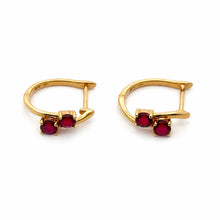 18K Yellow Gold | Natural Rubellite Huggie Hoop Gemstone Earrings | Elegant Modern Design - Earrings