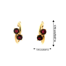 18K Yellow Gold | Natural Rubellite Huggie Hoop Gemstone Earrings | Elegant Modern Design - Earrings