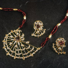18K White Rose Gold Earring Necklace Set with Natural Diamond & Pink Tourmaline/Rhodolite Jewellery