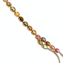 18K Yellow Gold Necklace & Earrings Set | Natural Diamonds Tourmaline & Sapphire | Colorful Drop Luxury Jewelry