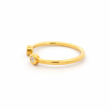 18K Yellow Gold Open Cuff Ring | Two Bezel-Set Natural White Diamonds | Modern Minimalist Knuckle Design - Ring