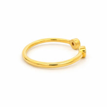 18K Yellow Gold Open Cuff Ring | Two Bezel-Set Natural White Diamonds | Modern Minimalist Knuckle Design - Ring