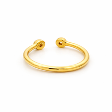 18K Yellow Gold Open Cuff Ring | Two Bezel-Set Natural White Diamonds | Modern Minimalist Knuckle Design - Ring