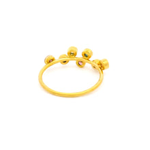18K Yellow Gold Rainbow Ring | Bezel-Set Natural Multi Tourmaline | Modern Stackable Open Wrap Design - Ring