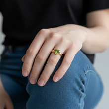 18K Yellow Gold Ring | Heart-Shaped Natural Peridot | Bezel-Set Solitaire Band | Contemporary Minimal Design - Ring