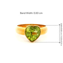 18K Yellow Gold Ring | Heart-Shaped Natural Peridot | Bezel-Set Solitaire Band | Contemporary Minimal Design - Ring