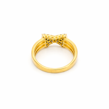 18K Yellow Gold Statement Bow Ring | Natural Diamond Ribbon Love Knot Motif | Modern Luxury Cocktail Jewelry - Ring