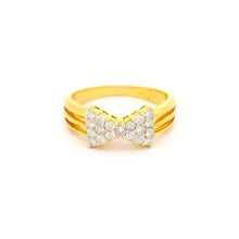 18K Yellow Gold Statement Bow Ring | Natural Diamond Ribbon Love Knot Motif | Modern Luxury Cocktail Jewelry - Ring