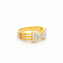18K Yellow Gold Statement Bow Ring | Natural Diamond Ribbon Love Knot Motif | Modern Luxury Cocktail Jewelry - Ring