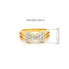 18K Yellow Gold Statement Bow Ring | Natural Diamond Ribbon Love Knot Motif | Modern Luxury Cocktail Jewelry - Ring