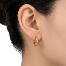 18K Yellow Gold U-Shape Huggie Hoop Earrings | Classic Minimalist Everyday Wear Fine Jewelry - Earrings