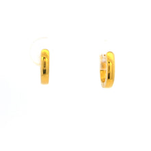 18K Yellow Gold U-Shape Huggie Hoop Earrings | Classic Minimalist Everyday Wear Fine Jewelry - Earrings