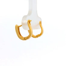 18K Yellow Gold U-Shape Huggie Hoop Earrings | Classic Minimalist Everyday Wear Fine Jewelry - Earrings