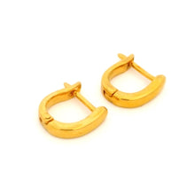 18K Yellow Gold U-Shape Huggie Hoop Earrings | Classic Minimalist Everyday Wear Fine Jewelry - Earrings