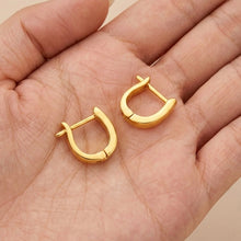 18K Yellow Gold U-Shape Huggie Hoop Earrings | Classic Minimalist Everyday Wear Fine Jewelry - Earrings