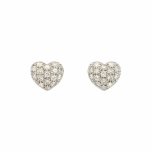 18K Yellow & White Gold | Natural Diamond Heart Motif Stud Earrings | Round Cluster Design - Earrings