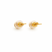 18K Yellow & White Gold | Natural Diamond Heart Motif Stud Earrings | Round Cluster Design - Earrings