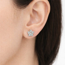 18K Yellow & White Gold | Natural Diamond Star Motif Stud Earrings | Round Cluster Jewelry - Earrings