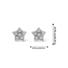 18K Yellow & White Gold | Natural Diamond Star Motif Stud Earrings | Round Cluster Jewelry - Earrings