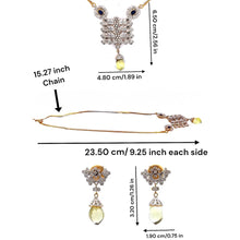 18K Two Tone Gold Necklace Earring Set with Natural Diamond Iolite & Green Gold Jewellery
