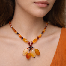 Natural Carnelian & Garnet Plain Ball Gemstone Necklace