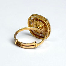 14K Yellow Gold Three-Layered Diamond Polki Ring – Statement Polki Jewelry with Tiered Finish