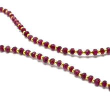 Sophisticated 925 Sterling Silver Station Necklace with Natural Ruby 3.5mm Faceted Rondelle Beaded Gemstone July Birthstone