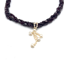 Natural Garnet Chobra & Pearl Twisted Gemstone Necklace